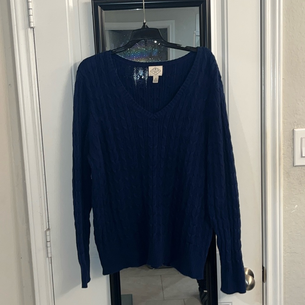 St John’s Bay Blue Cable Knit Sweater 2x